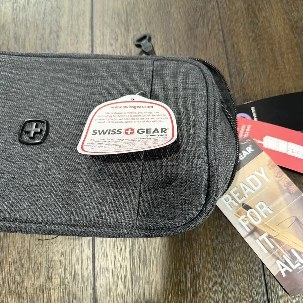 SWISS + GEAR Toiletries Convertible Hanging Hook Bag Heather Gray 11''x 6''x 3''